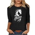 thumbnail image 3 of TaTaai Womens 2026 New Year Celebration Print Three Quarter Sleeve Top Round Neck Casual Blouse Holiday Festival Party Wear Gift, 3 of 5