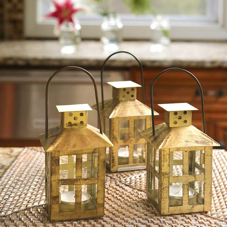 Handmade Antique Effect Brass Candle Lantern Storm Lantern for Weddings  Centrepiece Centrepiece Candle Holder Indoor Outdoor 