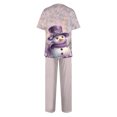 thumbnail image 4 of Wutalume Women's Holiday Print V-Neck Short Sleeve Scrub Set, Festive Top with Pockets and Work Pants, Medical Uniform Outfit,Purple S, 4 of 5