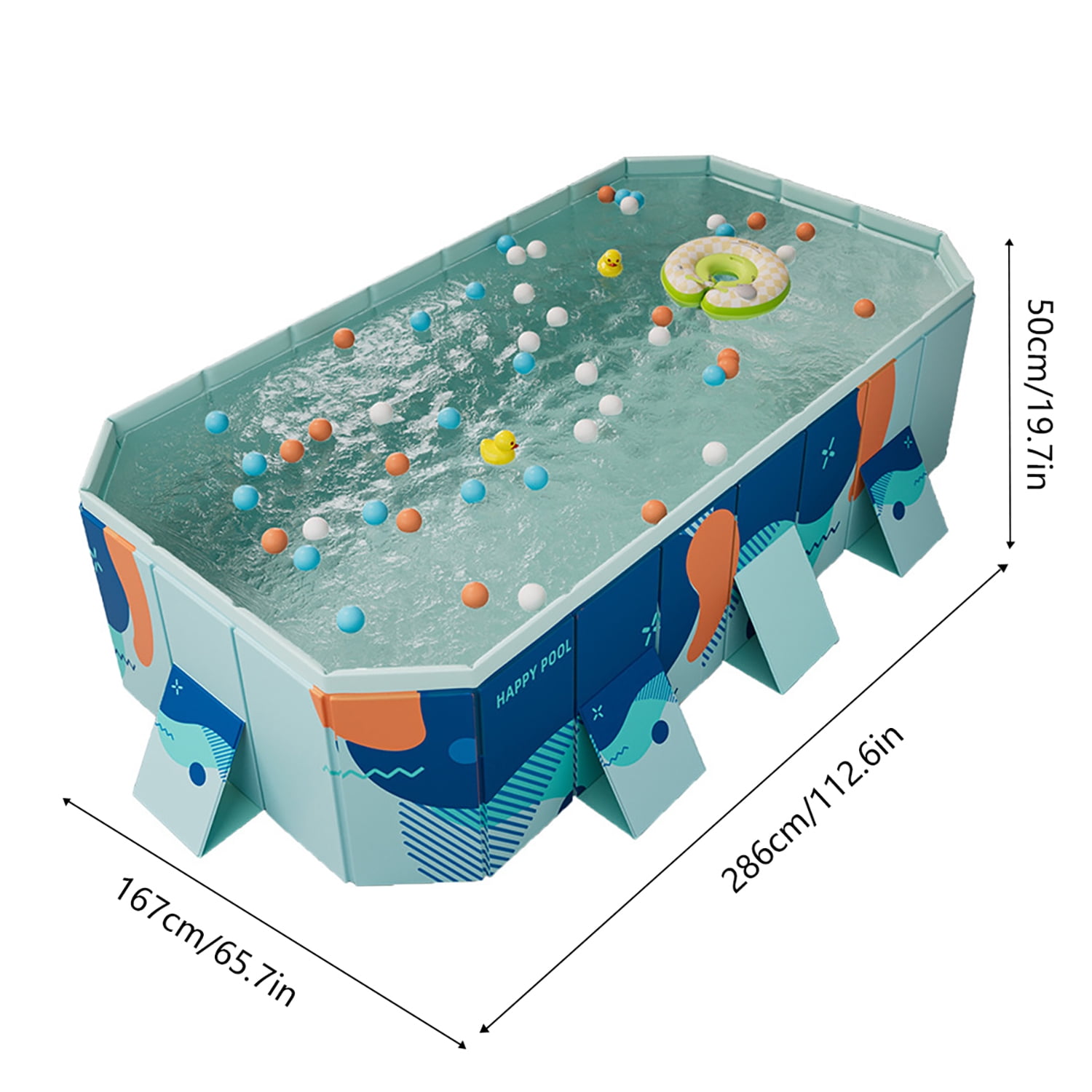 KFeng Blue Foldable Family & Kids Swimming Pool,Metal Frame,Non - Inflatable (113×66×20 in)