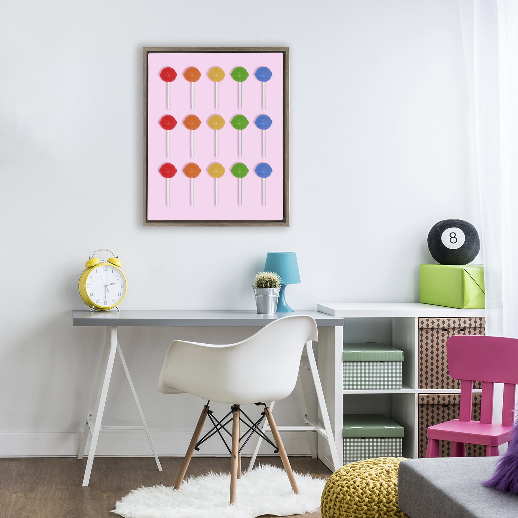 Stupell Industries Candy Pops on Light Pink Brown Framed Floater Canvas Wall Art, design by LISH Creative
