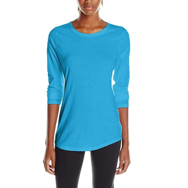 Hanes Women's Shirttail Long-Sleeve Crewneck T-Shirt - Walmart.com