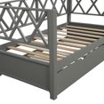 thumbnail image 6 of Solid Wood Daybed with Trundle and X-Shaped Back, Multi-Function Twin Size Bed Frame with Slats Support in Gray, 6 of 8
