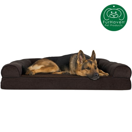 FurHaven Pet Dog Bed | Orthopedic Faux Fleece & Chenille Sofa-Style Couch Pet