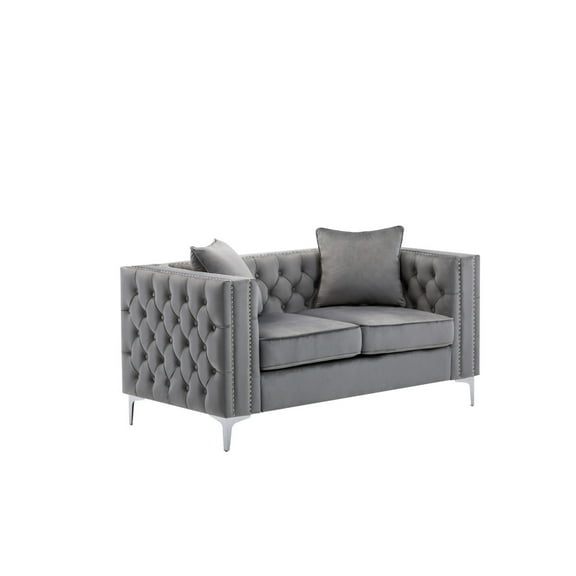 Newboti Furniture Lorreto 63" Gray Velvet Loveseat 20664