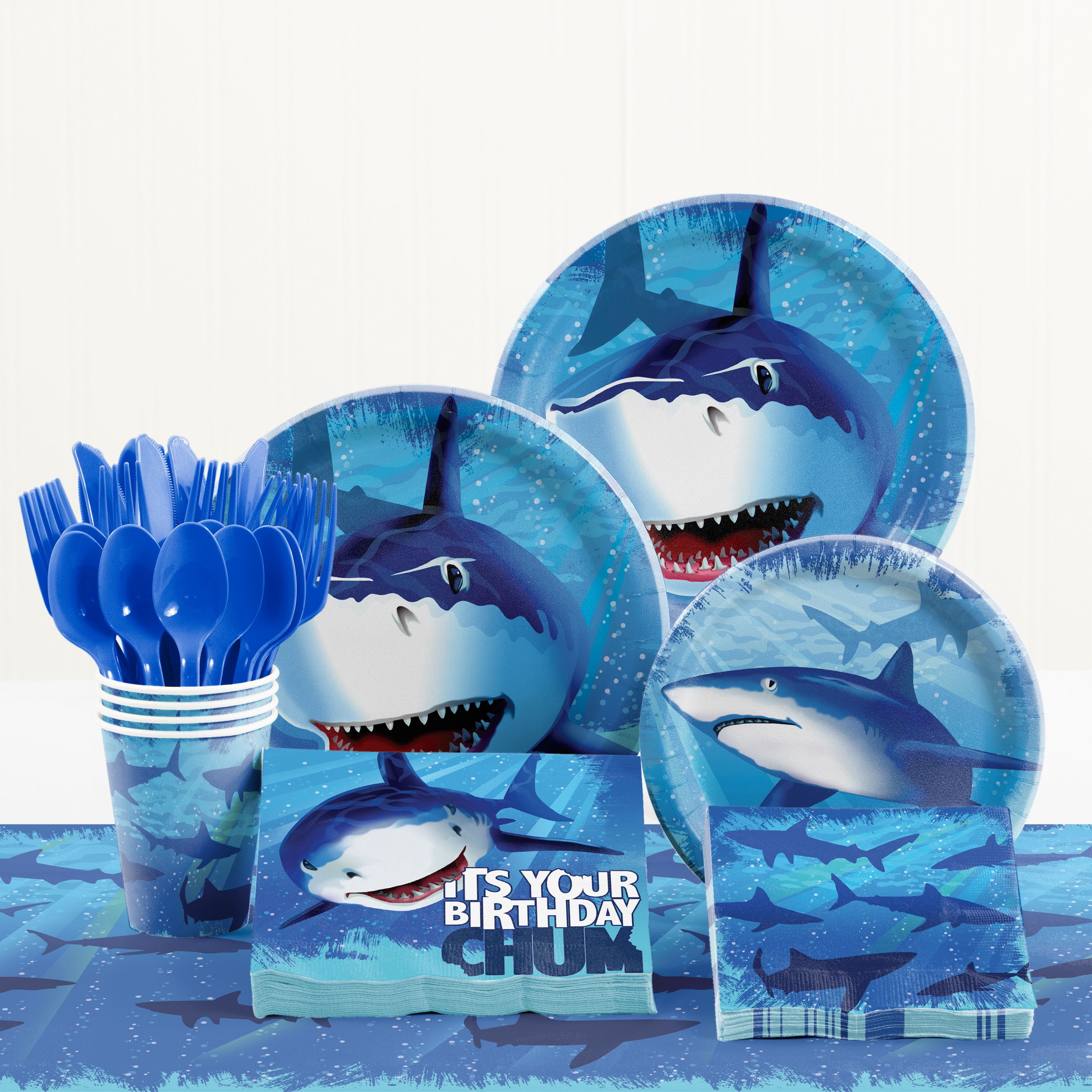 Shark Splash Birthday Party Supplies Kit, Serves 8 Guests - Walmart.com