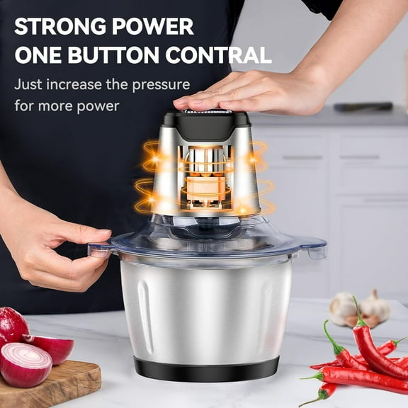 Electric Food Chopper with 4 Blades, 5 Cup Stainless Steel Kitchen Processor for Vegetables, Fruits, Nuts,  Food