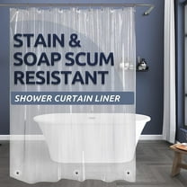 Moopom Clear Shower Curtain Liner, PEVA 72 x 72 Lightweight Waterproof Shower Curtains for Bathroom with Magnets and Rustproof Grommets