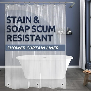 Moopom Clear Shower Curtain Liner, PEVA 72 x 72 Lightweight Waterproof Shower Curtains for Bathroom with Magnets and Rustproof Grommets