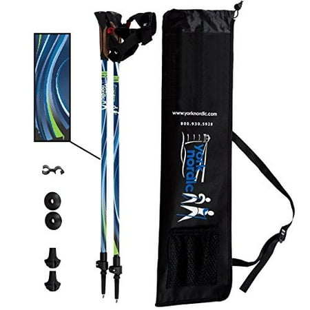 York Nordic Blue Breeze Design Hiking & Walking Poles - Lightweight