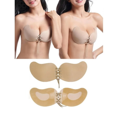 

Luxtrada Women s Push Up Strapless Backless Bra Reusable Self Adhesive Invisible Silicone Sticky Bra Skin Cup C