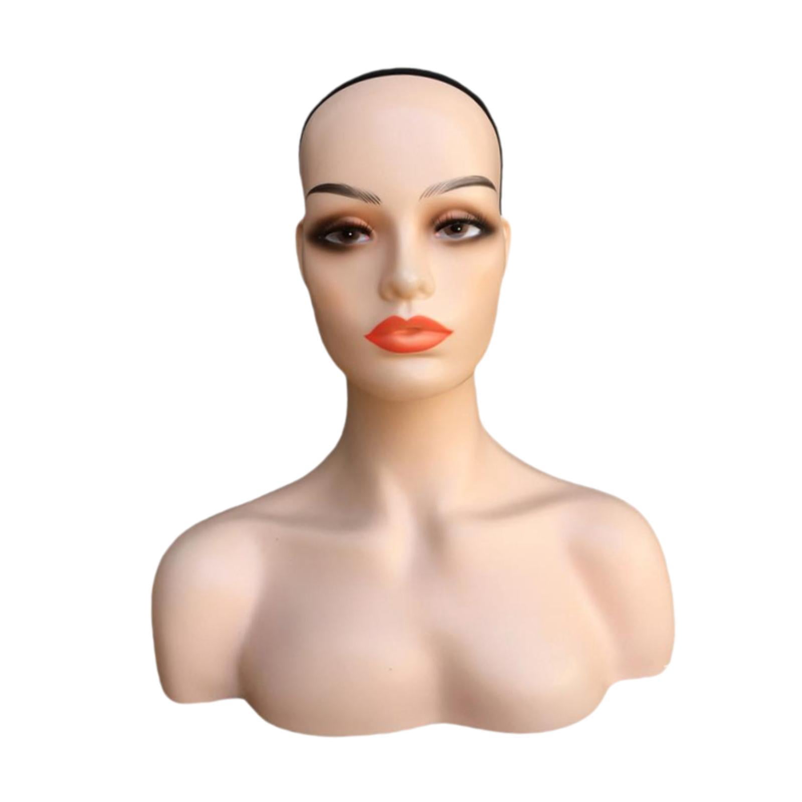 Serenable Female Mannequin Head Manikin Head Circumference 53cm Showing Stand Holder for Earrings Display Home Salon D