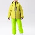 thumbnail image 2 of 4-16 Years Kid's Solid Color Girls Boys Ski Suit Windproof Warm Solid Color Skiing Set Green, 2 of 7
