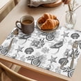 thumbnail image 3 of Summer Conch Placemats Set of 4 Retro Black White Shell Starfish Watercolor Heat Insulation Washable Place Mats, Non-Slip Table Mats for Dining Table Party Kitchen Decor,13x19 Inch, 3 of 9