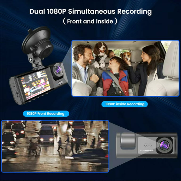 1080P HD Car Dual Lens Dash Cam Front Rear Inside Video Recorder Camera  G-sensor 