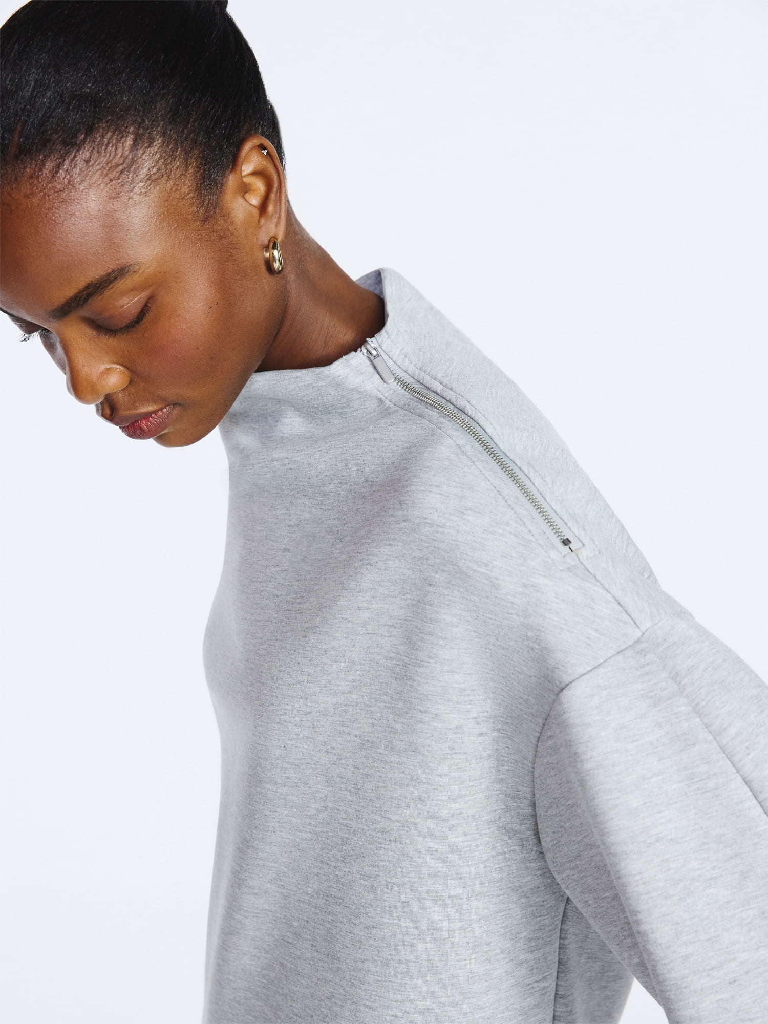 Scoop Women's New Scubaknit Zip Neck Top, Sizes XS-XXL