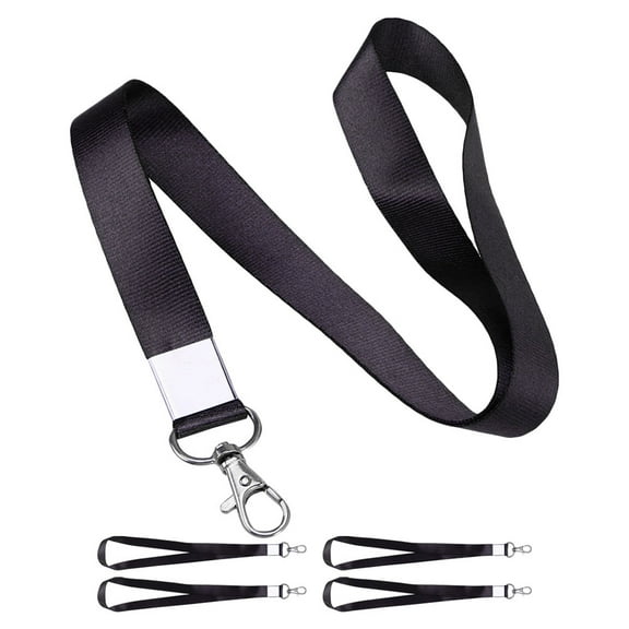 CIMAXIC Stainless Steel Lanyards for Id Badges, Secure Badge Holder, Breakaway Clasp, Black, 5Pcs