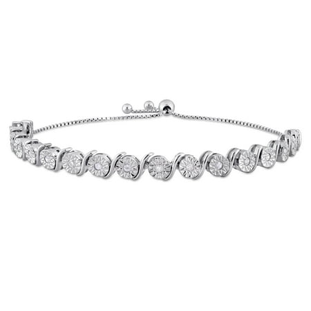 Miabella 1/2 Carat T.W. Diamond Sterling Silver Adjustable Tennis Bracelet, 8