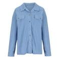 thumbnail image 5 of FITORON Women Casual Jacket- Turndown Collar Comfy Warm Corduroy Jacket Long Sleeve Drop Shoulder Solid Outerwear Button-Down Outerwear Light Blue, 5 of 9