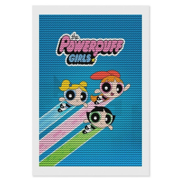 Powerpuff Girls Diamond Art Kits for Adults Cartoon 5D DIY Diamond Art Kits Full Round Drill Crystal Arts and Crafts Anime Gem Art Painting Kit for Home Wall Decor 8"×12"