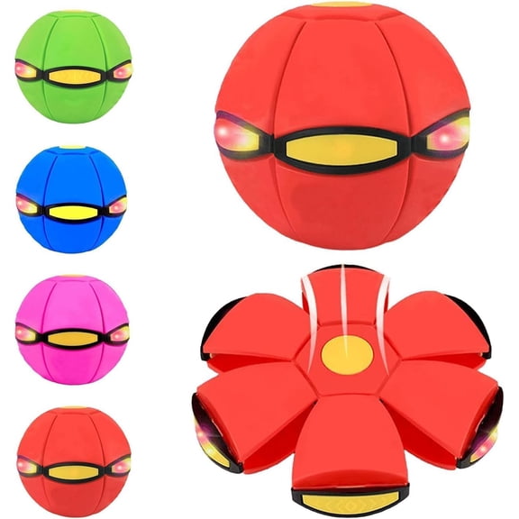 2026 Bouncing Ball,Magic Metaball,Magic Flying Saucer,Dual Form Freely Switchable Bouncy Ball,Interaction Collapsible Flying Disc(Red)
