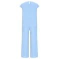 thumbnail image 5 of Womens 2 Piece Outfits Dressy Casual Cap Sleeve Keyhole-Back Crewneck Top and Wide Leg Long Pants Sets (XL, Sky Blue), 5 of 7
