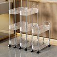thumbnail image 4 of 3 Tier Rolling Utility Cart, Slim Mobile Storage Cart with Plastic Baskets,  Multifunctional Storage Trolley for Kitchen, Bathroom, Laundry Room, Coffee Bar Trolley Service Cart, 4 of 7