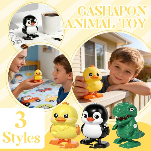 Animal Hatching Surprise Egg, Walking Penguin Wind-Up Toy, 3.74in x 2.68in ABS Plastic Novelty Toy, Interactive Hatchling Figurine for Party Favors, Desk Decor, Playroom Entertainment (C)