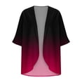 thumbnail image 5 of XIAfhje Womens Summer Chiffon Kimonos 3/4 Sleeve Cardigan Open Front Blouse Tops Casual Cozy Solid Lightweight Beach Cover Up, 5 of 5