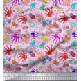 thumbnail image 1 of Soimoi Rayon Crepe Fabric Dot,Octopus & Jellyfish Ocean Print Sewing Fabric Yard 46 Inch Wide, 1 of 1