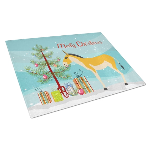 Caroline's Treasures Turkmenian Kulan Donkey Christmas Glass Cutting Board Large