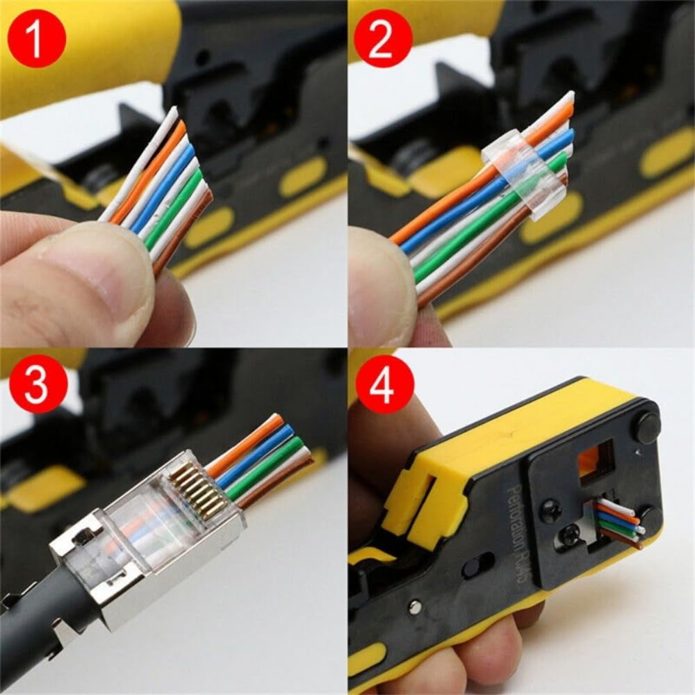 Ratcheting Modular Data Cable Crimper Wire Cutter Practical Eliminates Accidental Contact Wire Stripper For Cat5 Cat6 Cat7 8P 8C