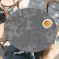 thumbnail image 3 of Round Table Cover 55-60 Inch Vintage Dark Gray Waterproof Reusable Table Cloth Round Fitted Vinyl Tablecloth with Elastic Edged for Parties Outdoors, Farmhouse Retro Solid Color Linen Texture, 3 of 9