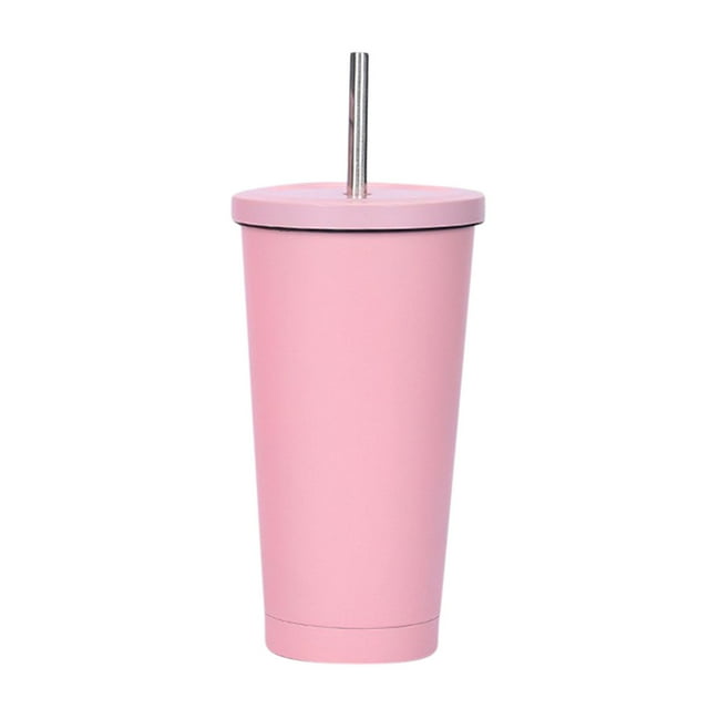 Tasse à Paille en Acier Inoxydable à la Mode Tasse à Café 500 ml Grande Capacité Vide Portable Isolation Tasse Cadeau