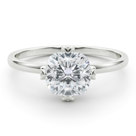 Lina Jewel 2.13 Ct Brilliant Round Cut Hidden Diamond Ring - Classic Solitaire Engagement Ring with Accent Diamonds - Lab-Created Simulated Diamond - 14K White Gold Plated - Gift for Women’s Birthday