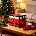 thumbnail image 6 of Yardvibe Christmas Santa Storage Box, 9.84"x13.78"x9.84" Red Christmas Storage Bin with Lid and Carrying Handle, Foldable Organizer with Lid for Clothes Blankets and Holiday Indoor Storage, 6 of 6