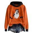 thumbnail image 4 of GuzomFashion Womens Black Hall-oween Hoodie - Ghost & Black Cat Graphic, 100% Polyester, Color-Block, Relaxed Fit, Inclusive Sizes S-XXXXXL, Machine Washable Autumn Casual Wear,Size 2XL, 4 of 5