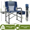 thumbnail image 4 of Fenbeli 300lbs Folding Camping Chairs with Cooler Bag and Table, Lawn Chairs for Outside, Sports, Fishing, Blue, 4 of 8