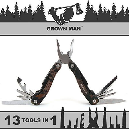 Grown Man™ Survivor Multi Tool - Camouflage - Includes Pliers, Knife, Saw, and more - Best Multitool for Hunting & Camping - Survival Gear - Tactical
