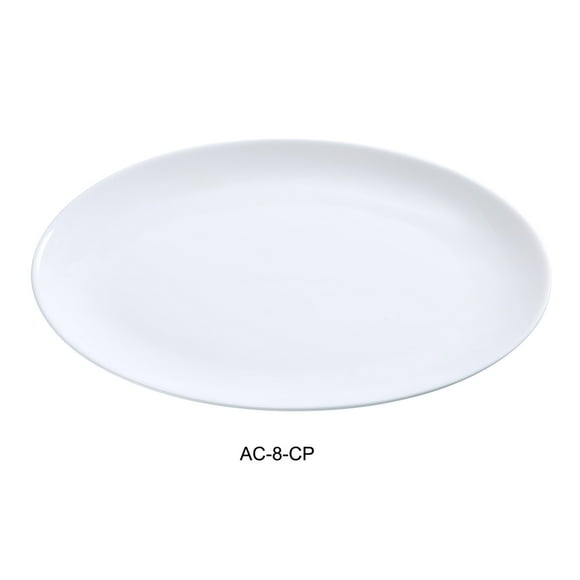 Yanco AC-8-CP ABCO Coupe Platter, 8.25" Length x 5.75" Width, Porcelain, Super White, Pack of 24