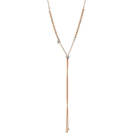 Giuliano Mameli 14kt Rose Gold-Plated Sterling Silver DC Beads and Dangle Strands Adjustable Necklace
