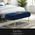 thumbnail image 2 of Posh Living Nicole Miller Orpheus Modern Velvet Bench in Navy Blue/Gold, 2 of 8