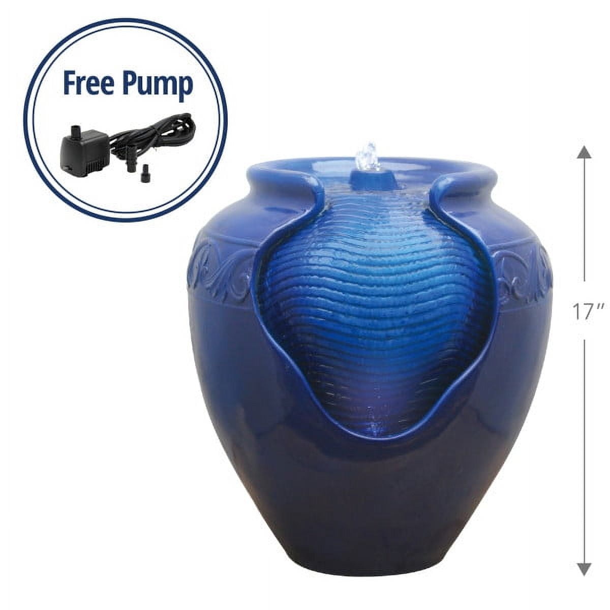 Teamson Home 16.93" Outdoor Glazed Pot Water Fountain