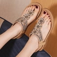 thumbnail image 4 of GUANGHONG Sandals for Womens Studded Crystal Shoes Wedges Elastic Strap Roman Sandals, 4 of 9