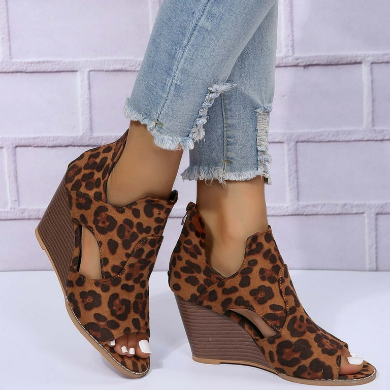 Leopard cut out booties sale