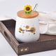 thumbnail image 1 of Tazas de cerámicatazas de té de café con patrón de girasol Tazas con tapas y cucharastazas de agua de cerámica de 420 ml para beber té de café Agua de leche de cacaoBlanco1 Khall 3.1182E+12, 1 of 6