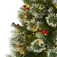 thumbnail image 3 of Nearly Natural 7ft. Frosted Swiss Pine Artificial Christmas Tree with 400 Clear LED Lights and Berries, 3 of 10