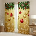 thumbnail image 2 of jejeloiu Christmas Ball Curtains Pack of 2 (42x84 Each),Merry Xmas Holiday Curtains Blackout,Gold Red Green Bedroom Curtains For Children,Breathable Home Decor, 2 of 6