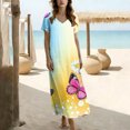 thumbnail image 7 of YuXingFu Black Dresses for Women Maxi Crew Neck Plus Size Womens Dress Short Sleeve Floral Long Casual Summer Yellow S, 7 of 7