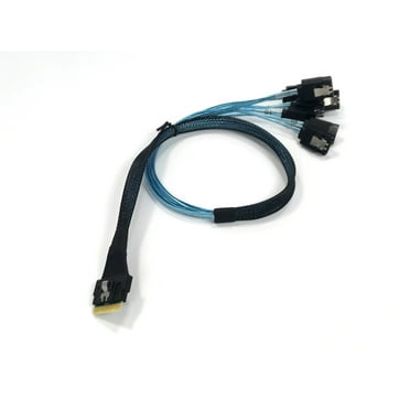 SlimSAS 8i SFF-8654 Straight to 8X Latching SATA Cable - 50CM